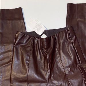 Womens Burgundy Leather Pants